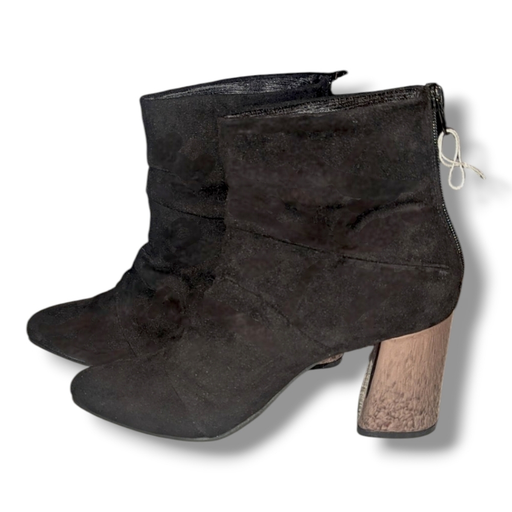 Christian Siriano Mirror Heel Slouched Black Ankle Boots Size 9.5 (US) 41 (EU)